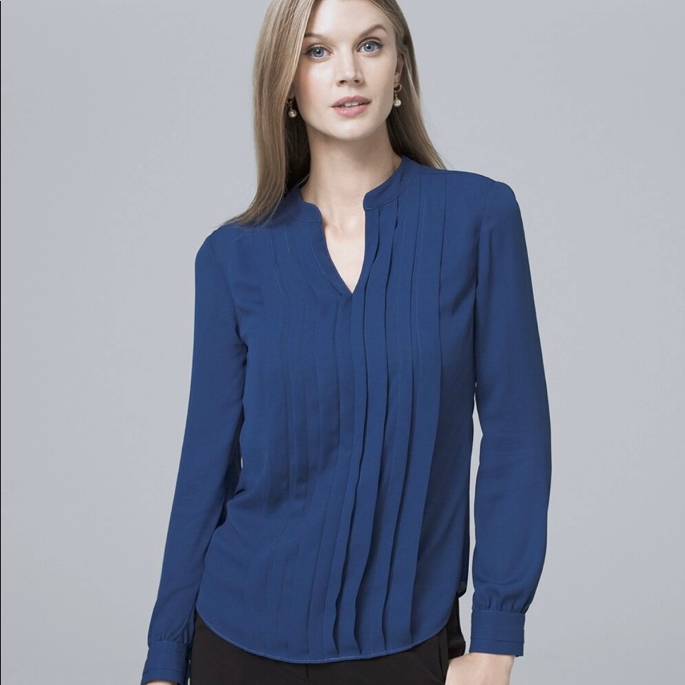 Pleat-Front Blouse, long sleeve